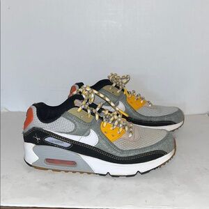 Nike Air Max Sneakers in Gray, Yellow, and Orange gently worn